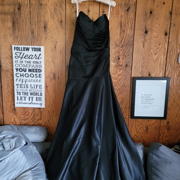 Pretty Maids Dresses & Skirts - Formal Dress! black satin dress w/ trumpet skirt, bridal size 8